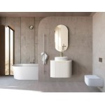 Bondi Fluted Satin White Wall Hung Curve Vanity 750 Cabinet Only