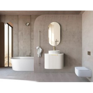 Bondi Fluted Satin White Wall Hung Curve Vanity 750 Cabinet Only