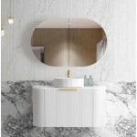 Bondi Fluted Satin White Wall Hung Curve Vanity 900 Cabinet Only