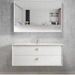 Boston Matte White Wall Hung Vanity 1200 Cabinet Only