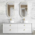 Boston Matte White Wall Hung Vanity 1500 Cabinet Only