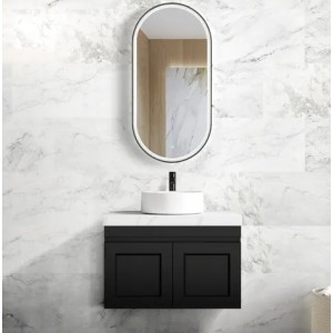 Hampton Mark II Matte Black 750 Wall Hung Vanity Cabinet Only