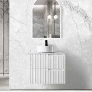 Noosa Wave Board Matte White Wall Hung Vanity 750 Cabinet Only