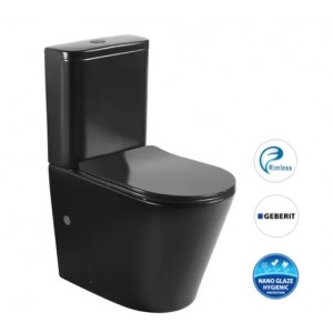 Oasis Matte Black Rimless Toilet Suite