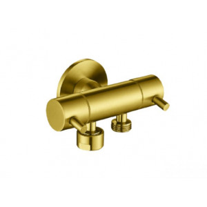 T115DPVD Round Brushed Gold Dual Control Mini Cistern Cock