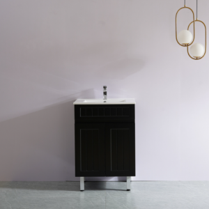 Acacia Matte Black Free Standing Vanity 600 Cabinet Only