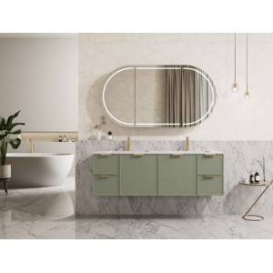 Miami Olive Green Wall Hung Vanity 1500 Cabinet Only