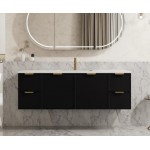 Miami Matte Black Wall Hung Vanity 1500 Cabinet Only