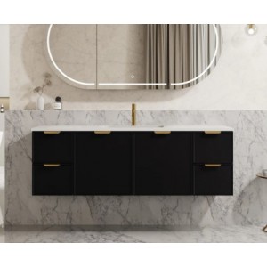 Miami Matte Black Wall Hung Vanity 1500 Cabinet Only