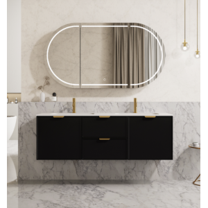 Miami Matte Black Wall Hung Vanity 1200 Cabinet Only