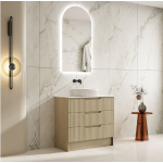 Rhea Fluted Freestanding 900mm Cabinet - Natural Oak Cabinet Only Rhea Fluted Freestanding 900mm Cabinet - Natural Oak Cabinet Only
