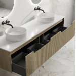 Rhea Fluted Wall Hung 1800mm Cabinet - Natural Oak Cabinet Only Rhea Fluted Wall Hung 1800mm Cabinet - Natural Oak Cabinet Only