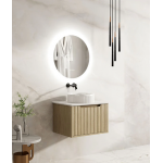 Rhea Fluted Wall Hung 600mm Cabinet - Natural Oak Cabinet Only Rhea Fluted Wall Hung 600mm Cabinet - Natural Oak Cabinet Only