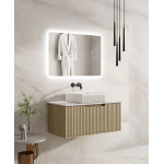 Rhea Fluted Wall Hung 900mm Cabinet - Natural Oak Cabinet Only Rhea Fluted Wall Hung 900mm Cabinet - Natural Oak Cabinet Only