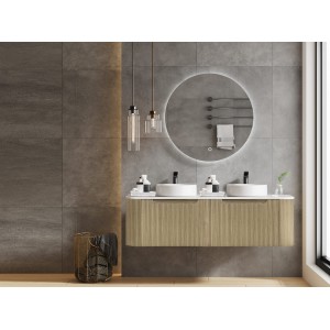 Rome Bur Oak Fluted Wall-hung Vanity 1500mm Cabinet Only